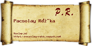 Pacsolay Réka névjegykártya